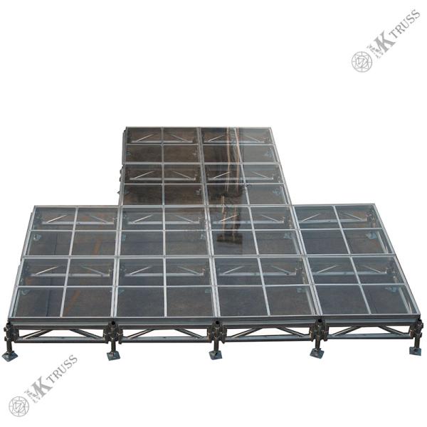 Easy Setup Stage Truss with 18mm Plywood or Tempered Glass Top Aluminum Alloy 6061-T6