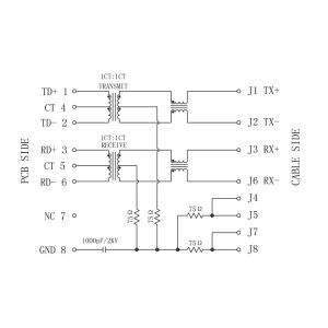 RJ005B | LPJ0011GBNL Magnetic RJ45 Modular Jack 1x 10/100Base-T