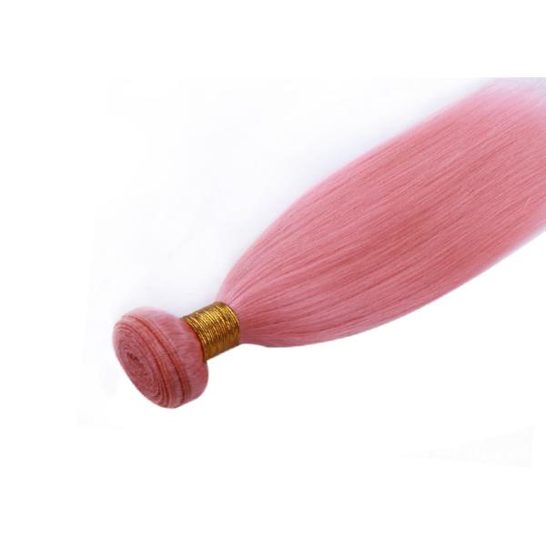 Customized Pink Virgin Human Long Hair Extensions 30 Inches Shedding Free