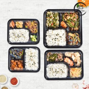 Microwave Safe Disposable Plastic Food Containers 3 Compartment Clear Takeaway