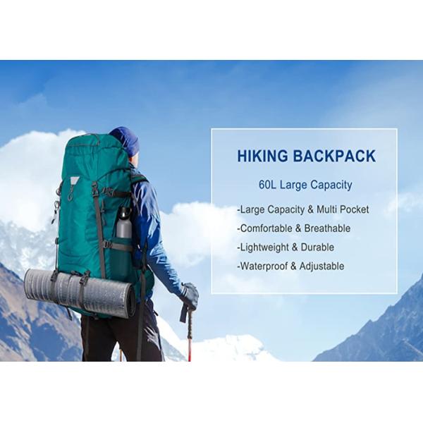 Water Resistant Men Travel Hiking Backpack 50L With Rain Cover