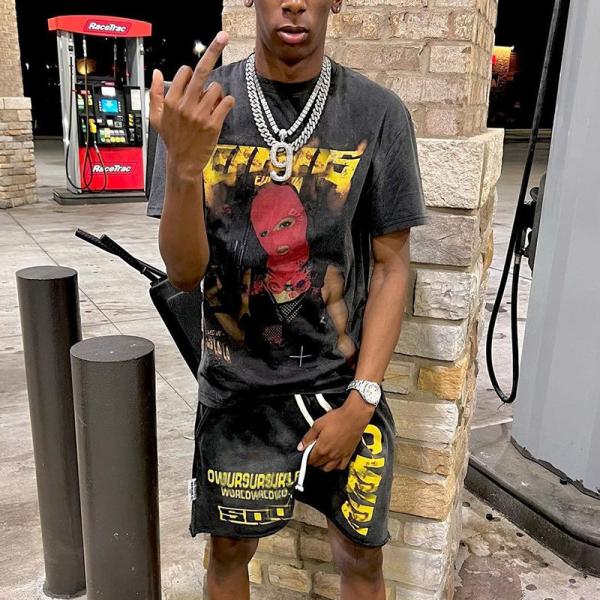 Streetwear Summer 100 Cotton Tracksuit Shorts Set Mens Screen Printing Heavyweight