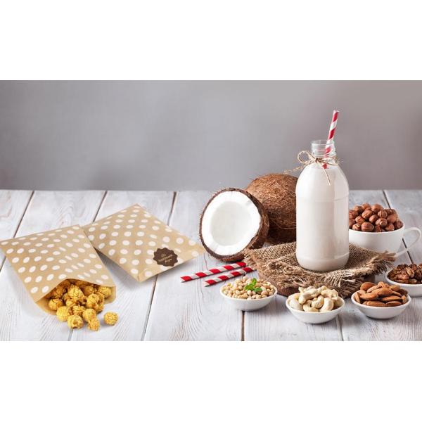 Brown Greaseproof Paper Bags with Polka Dot Pattern