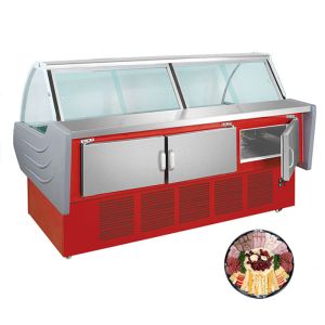 60hz R22 Refrigerant 2.5m Fresh Meat Display Chiller For Restaurant
