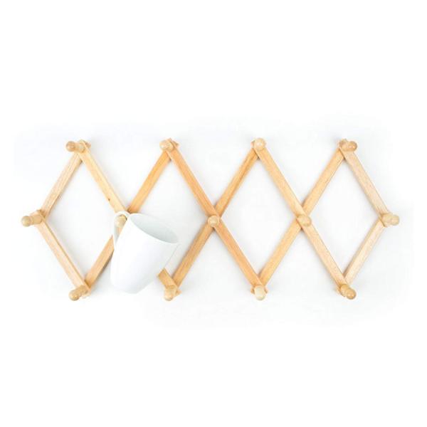 Functional Bamboo Accordion Style Wall Mounted Hook for Organizing Behind Doors/Walls