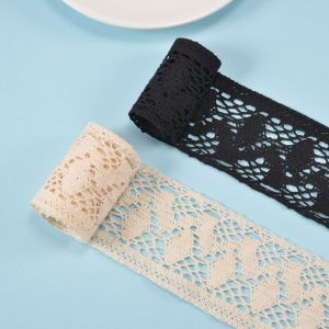 Black Cotton Embroidery Wedding Bridal Lace Fabric 5cm Width