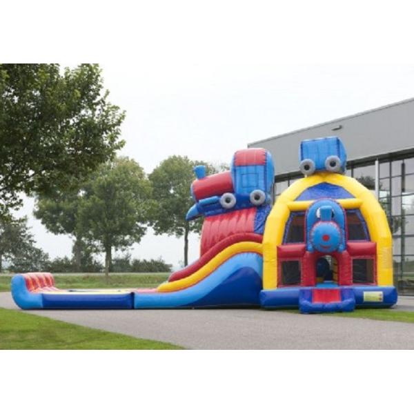 Childrens Train Inflatable Combo Bouncers , Durable PVC Meteria