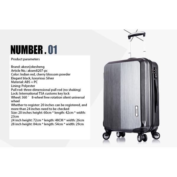 16" PC Travel Bags Carry on Zipper Luggage Business Trolley Purple Suitcase with TSA Lock