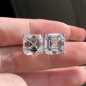 Asscher Cut Diamond Earring Stud Lab Engineered Diamonds Jewelry