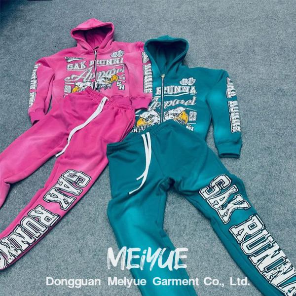 Screen Printed Dtg Print Baggy Sweatpants And Hoodie Set Mens Jogging Suits Windproof
