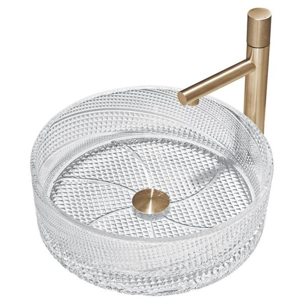 Buy Twill Surface Clear Glass Vessel Basins For Bathroom Hotel at wholesale prices