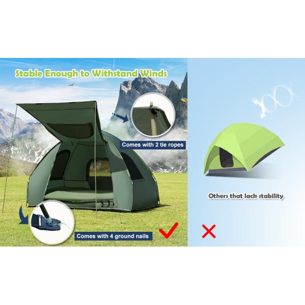 green camping tent cot