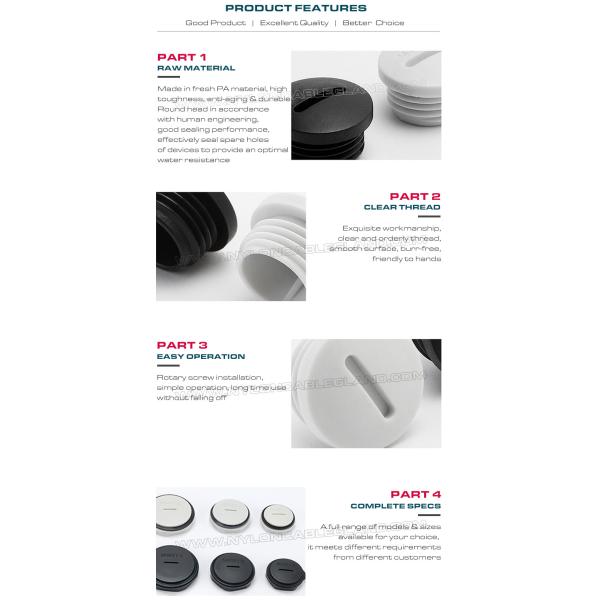Blind Plugs Plastic PG Type Gray or Black IP54/IP68, Round Blanking Plugs (Stopping Plugs) Nylon PG7~PG48 Thread for Sealing Holes
