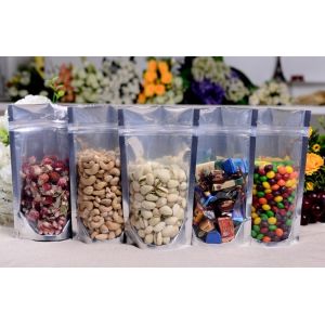 Strong Laminated Stand Up Clear Zipper Pouch Printing Gusset Bag