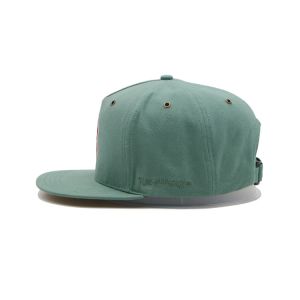 Green vintage cotton adjustable snap back blank solid color flat brim snapback