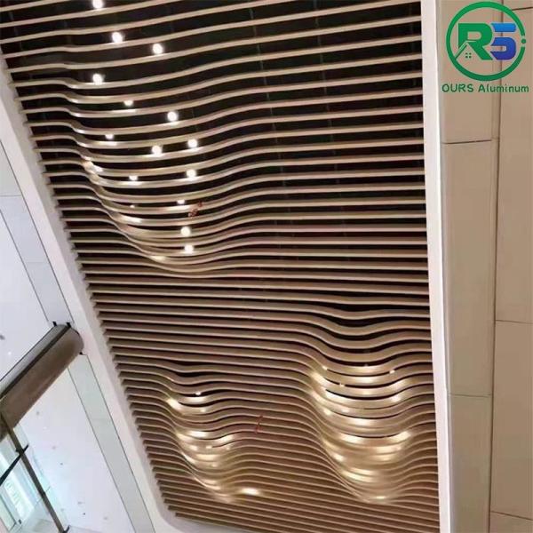 Environmental Friendly Linear Suspended Metal Ceiling 0.9mm White Aluminum