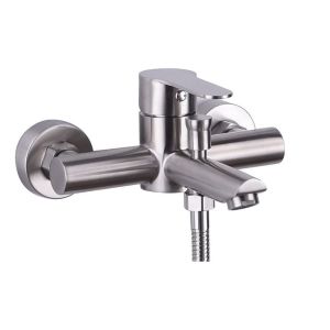 China Silver Luster Stainless Steel Hot Cold Bathroom Faucet Contemporary on sale