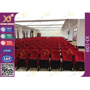 Durable Red Tip Up Auditorium Chairs Polypropylene Fram Comfort PU Molded Sponge