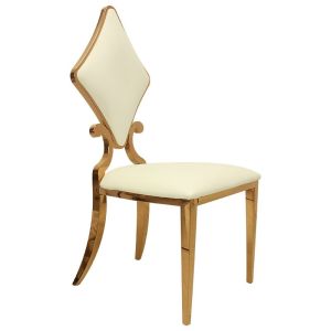 Stackable Stainless Steel Wedding Chair Prismatic Back Upholstered Seats