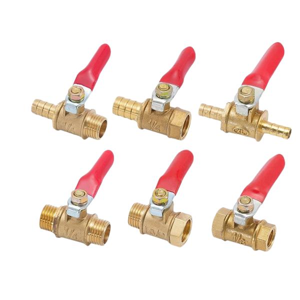 6mm Pneumatic Connector Handle Hose Barb Inline Brass Water Oil Air Gas Fuel Line Shutoff Ball Valve Pipe Fittings C10200