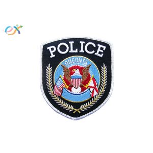 Twill Background Fabric Police Embroidered Patch For Uniform Garments