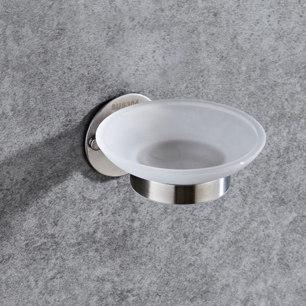 Soap dish 83502- Round &stainless steel 304&Brush ,glass & Bathroom Accessories&kitchen,Sanitary Hardware