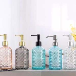 Houseware 400ml Sanitizer Glass Shampoo Bathroom Bottle With Dispenser Pump