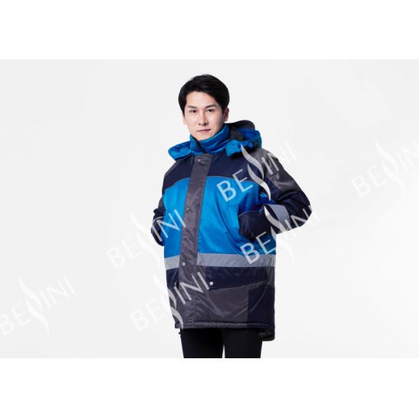 Buy Reflective Tape Padded Winter Coat / Mens Warm Work Coats Blue And Navy at wholesale prices