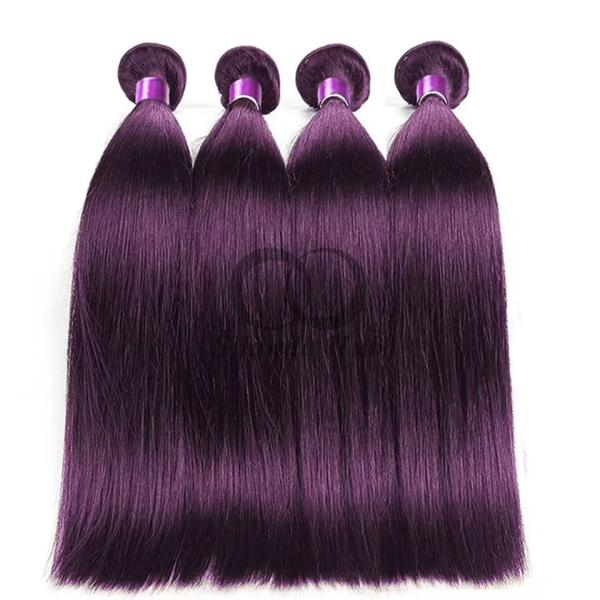 Purple Straight Remy Human Hair Bundles Sew In Weave Bundles Brazilian Bundle Deals