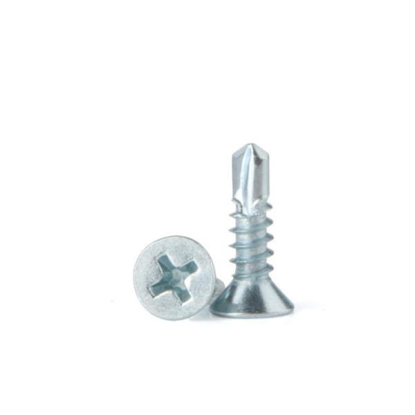 Cross Recessed Countersunk Head Drilling Screw With Blue White Zinc Drilling