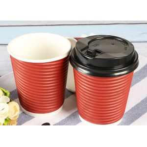 Takeaway Eco Friendly Coffee Cups , Red Disposable Hot Beverage Cups