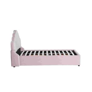 Soft Velvet Fabric Solid Woodday Bed Wooden Queen Size Bed Frame 137*203mm