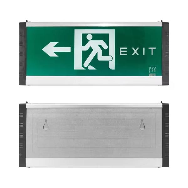 3W LED Fire Sign Emergency Indicator Wall Mounted Exit Light With Iron Sprayed Sheet ABS And Glass