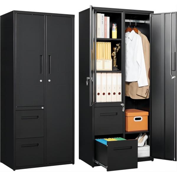 73x45x170CM black wardrobe cabinet office furniture cabinet used in household