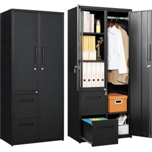 Buy cheap 73x45x170CM black wardrobe cabinet office furniture cabinet used in household from wholesalers