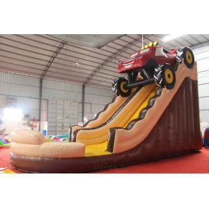 Monster Truck Big Inflatable Slide PVC Material Made For Kids / Adults