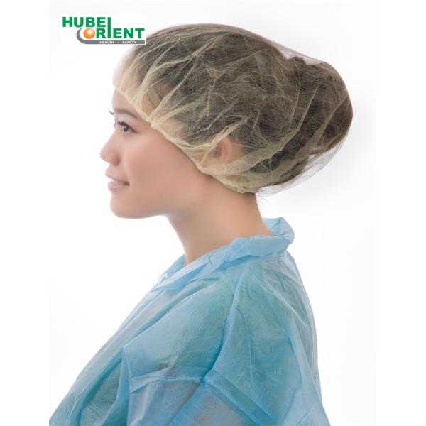 Buy Disposable Bouffant Cap Breathable Non Woven Head Covers Yellow at wholesale prices