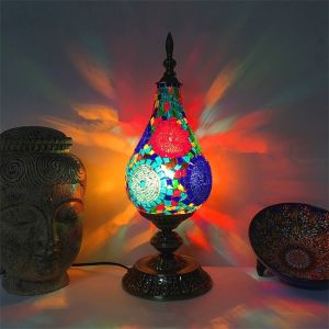 Turkish Mosaic Table Lamp Mediterranean Retro Stained Glass industrial table