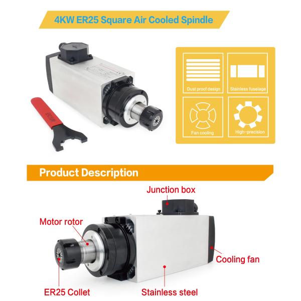 4KW CNC Spindle Motor ER20 Collect 18000RPM for CNC Router Engraving Machine