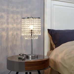 Modern LED Iron Crystal Bedside Table Lamp for Living Room luxury table lamp(WH