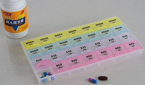 Can rotationable pill box 7case pill organizer weekly promotional pill holder