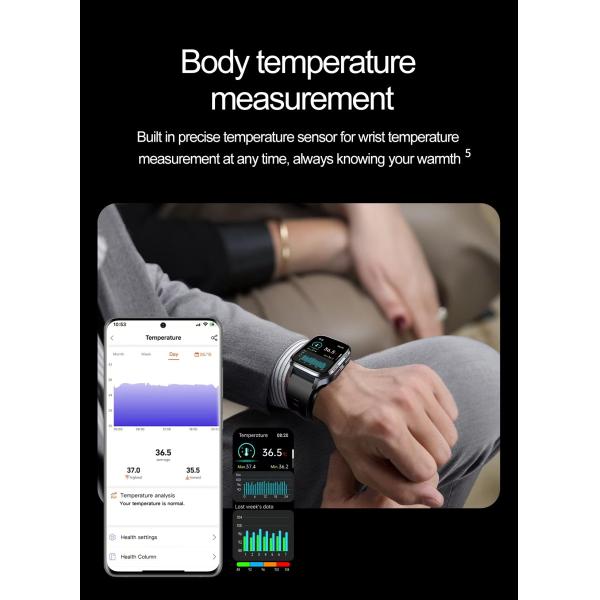 S18 Air Pump Blood Pressure Health Smart Watch With Blood Oxygen Uric Acid Monitor