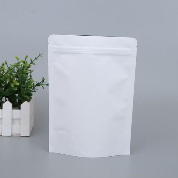 Custom Logo Doypack Resealable Zipper White Kraft Food Packaging Paper Bags with Clear Window