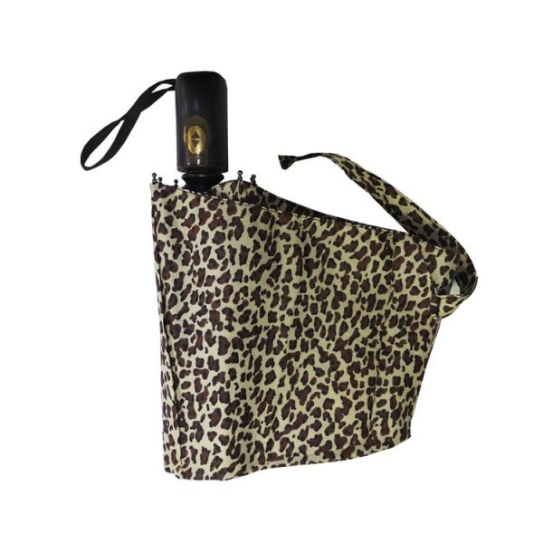 Buy Compact Leopard Polyester 190T Three Fold Umbrella at wholesale prices