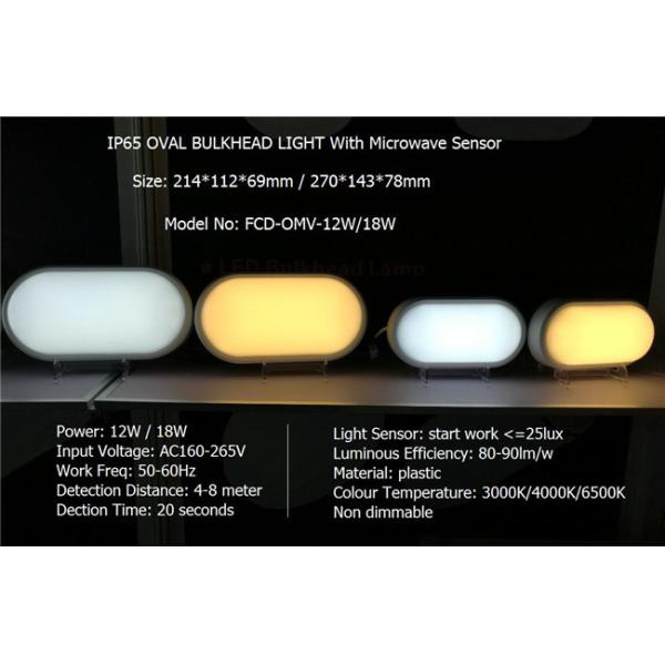 1000lm 12W IP65 White Oval Bulkhead Lamp / LED Outdoor Bulkhead Lights