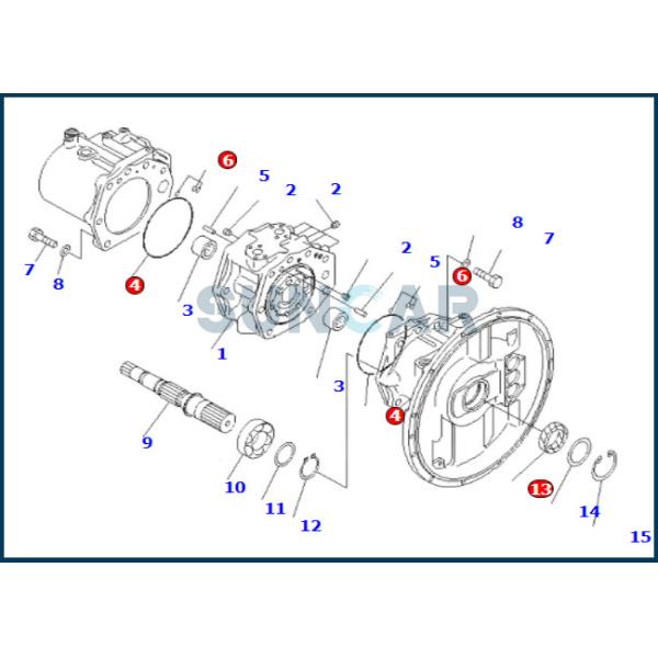 708-2H-00380 7082H00380 Main Pump Seal Repair Kit For Komatsu PC300-6 PC400-6