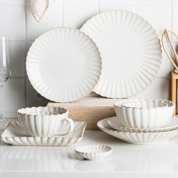 Custom Porcelain Ceramic Plate Set For Restaurant Coffee Shops OEM ODM