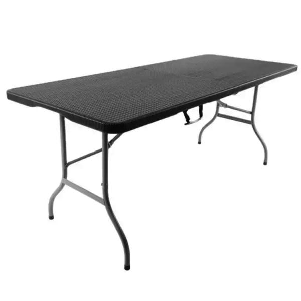 Foldable Outdoor Banquet Table Portable Camping Furniture with Imitated Rattan Design