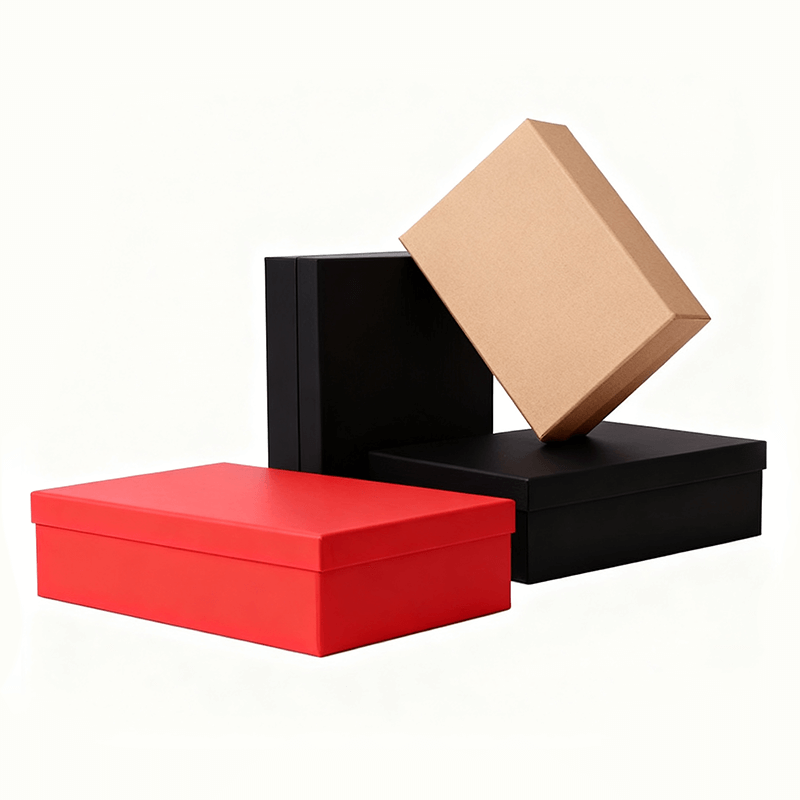 Custom Luxury Orange Lid Base Flat Pack Gift Boxes Set With Paper Bag Features