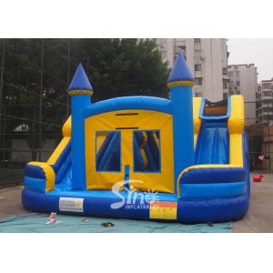 Commercial inflatable bouncy castle with double slide and removable banner